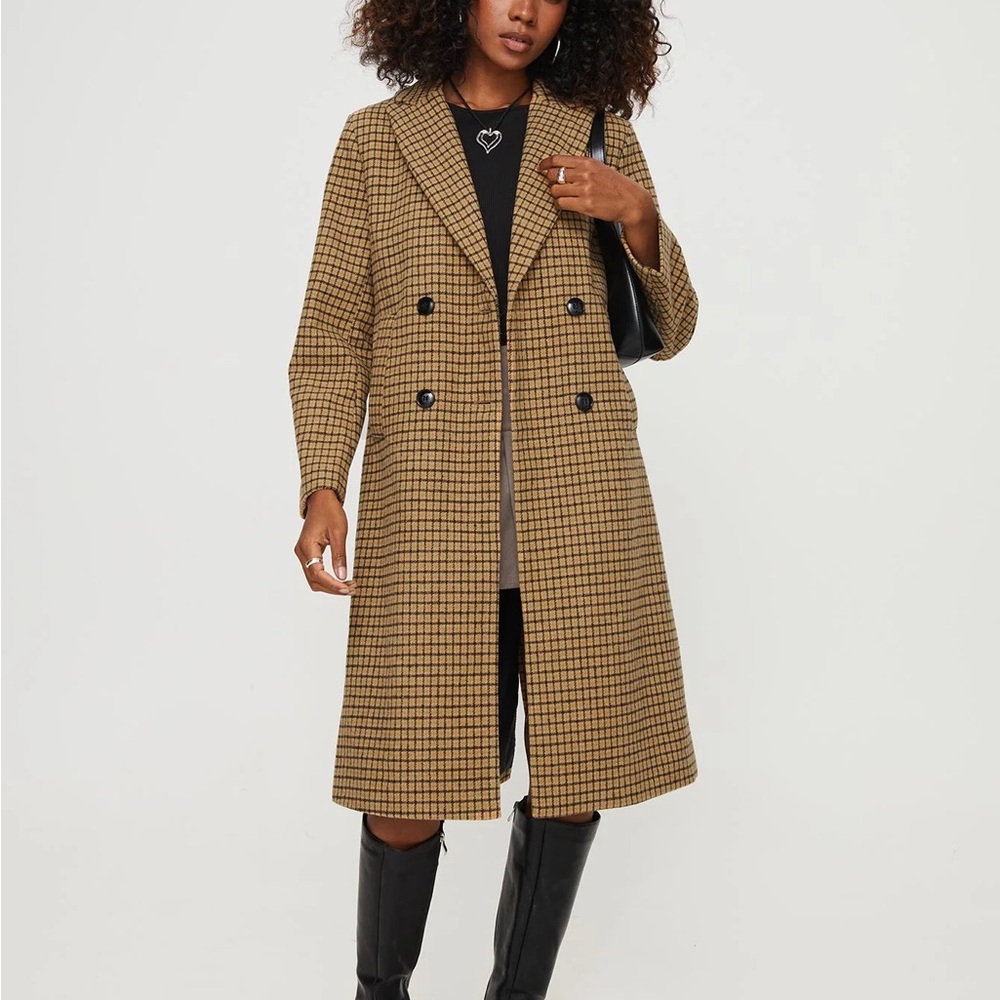 Longline Coat Brown Plaid